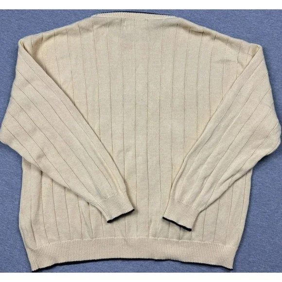 Pinnacle Embroidered Sweater Mens 2XL Yellow Golf Ribbed Cotton Knit Pullover - Picture 10 of 10
